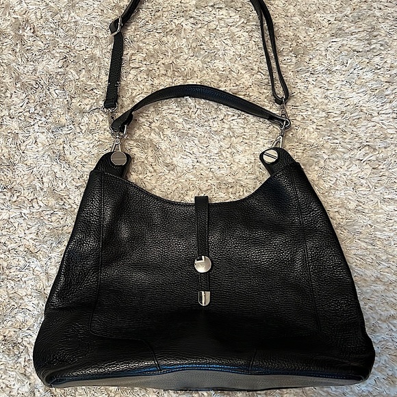 Neiman Marcus Black Pebble Leather Shoulder Handbag - Picture 3 of 11
